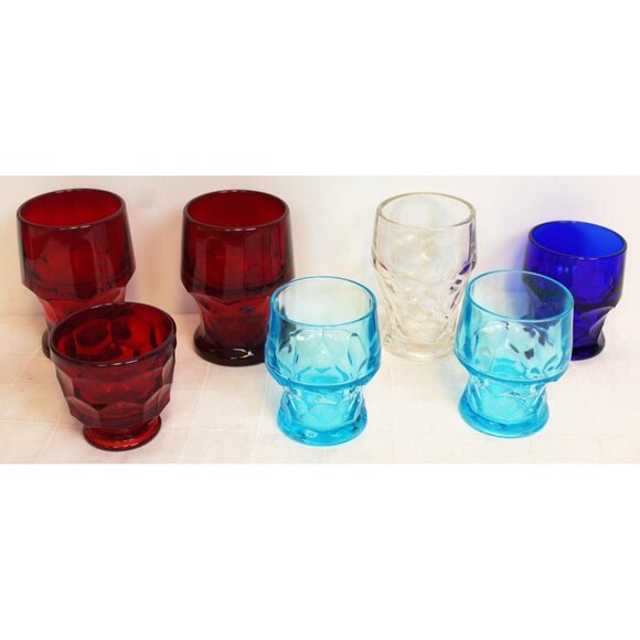 7 Viking Drinking Glass Tumbler Goblet Honeycomb Ruby Red lite Blue Clear Cobalt - Picture 3 of 16